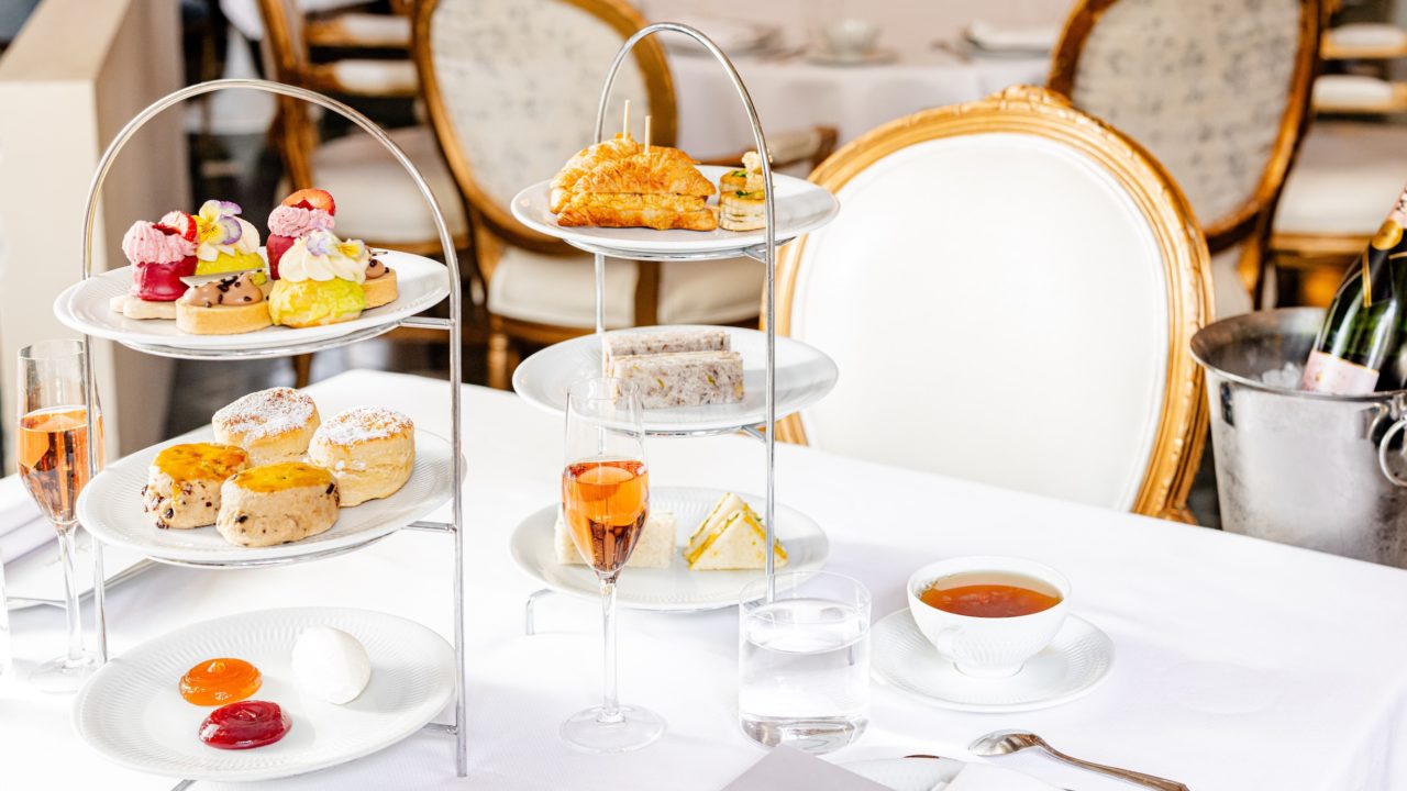 Tea towers on a table at The French Room